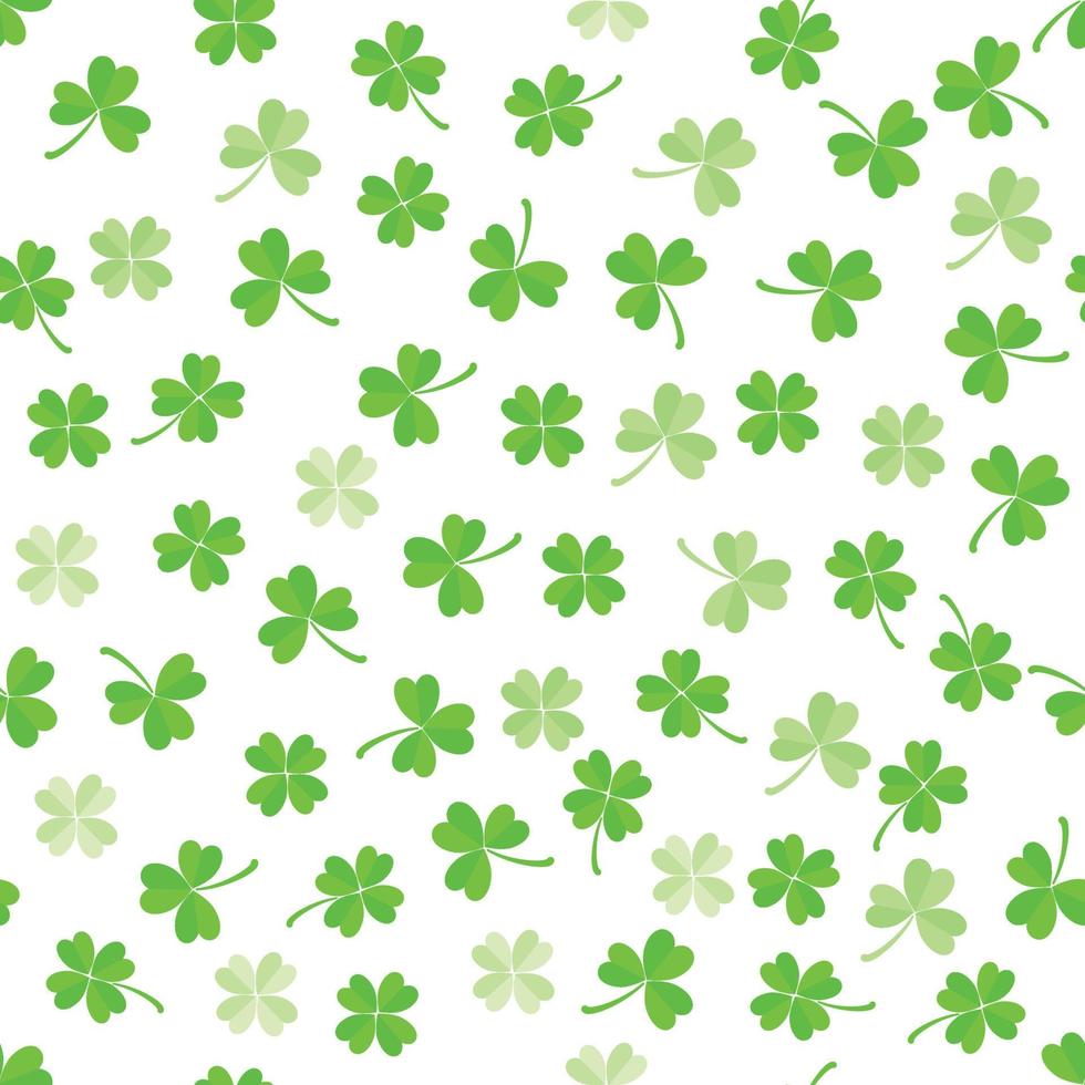 Green leaves clover seamless pattern on white background. vector