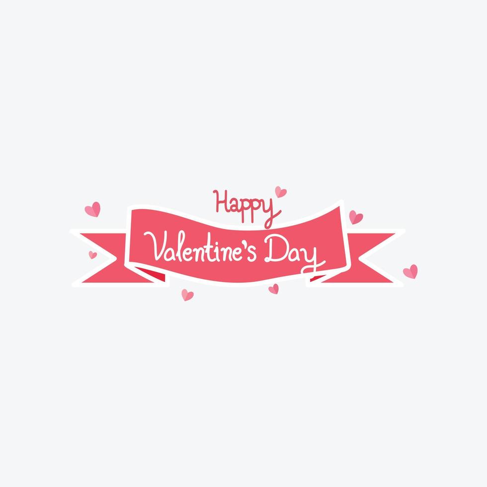 Happy Valentines Day background with hearts and ribbon. vector