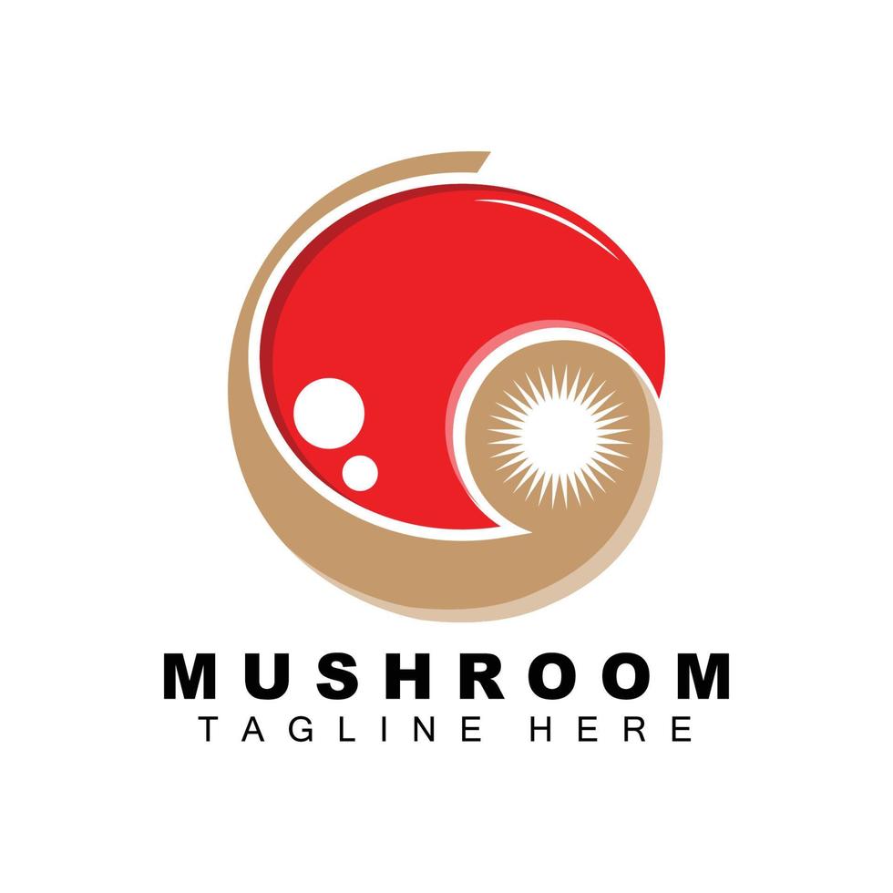 diseño de logotipo de hongos, ilustración de ingredientes de cocina, marca vectorial de varios productos alimenticios vector