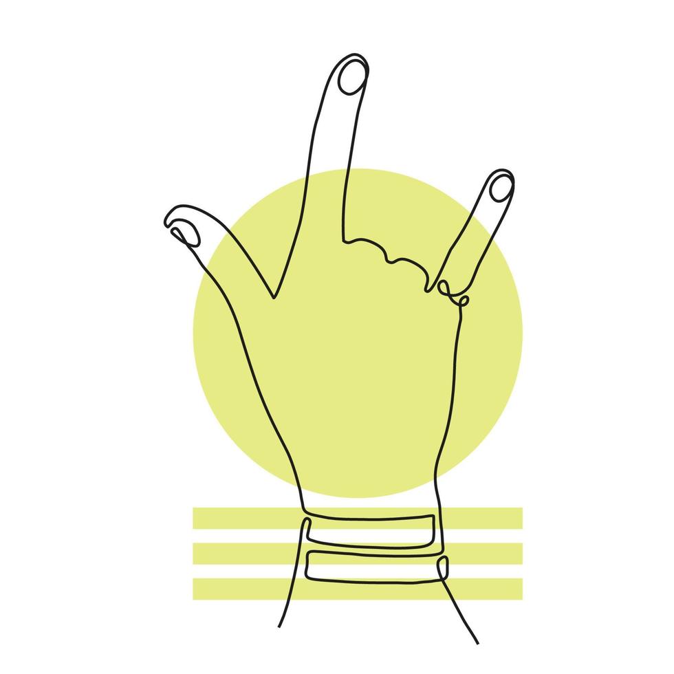 Single line art hands. People show different symbols with their hands vector