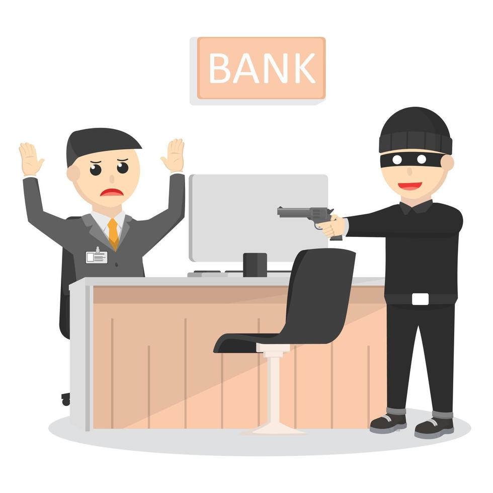 robber robbing bank design character on white background vector