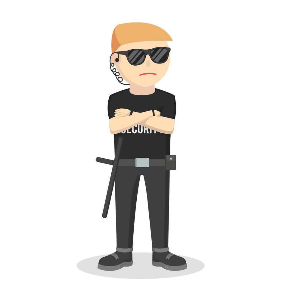 security guard standing pose design character on white background vector