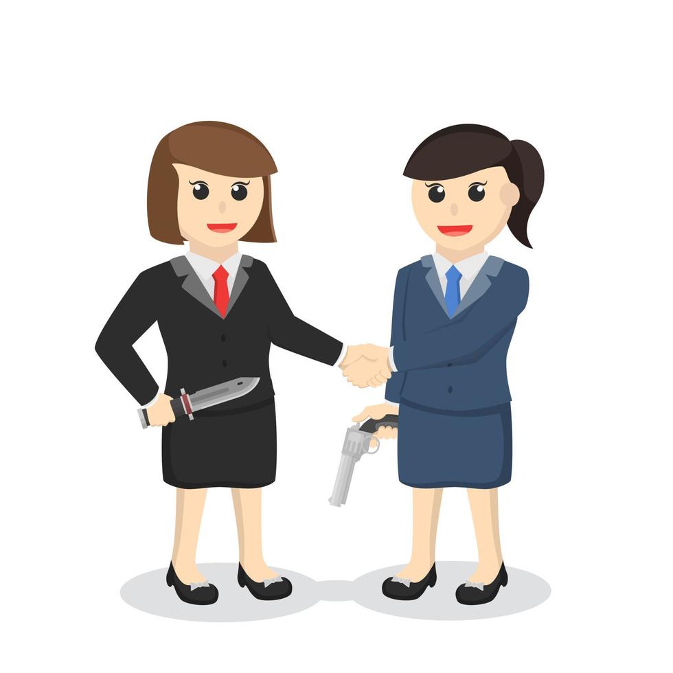 business woman secretary cooperation with distrust design character on white background vector