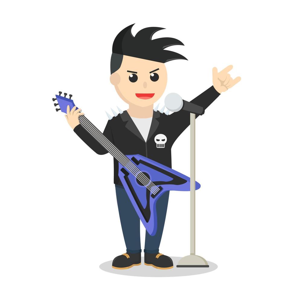 personaje de diseño de hombre de cantante de rock sobre fondo blanco vector