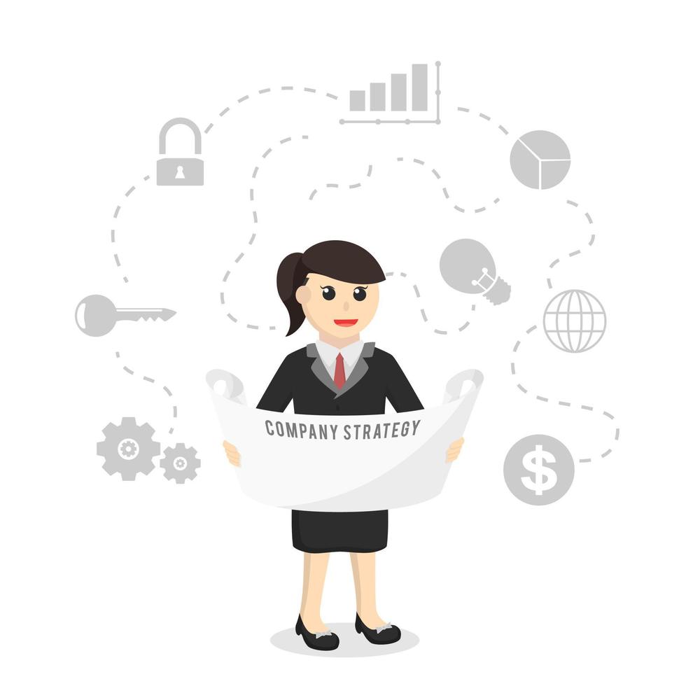 business woman planning company strategy vector