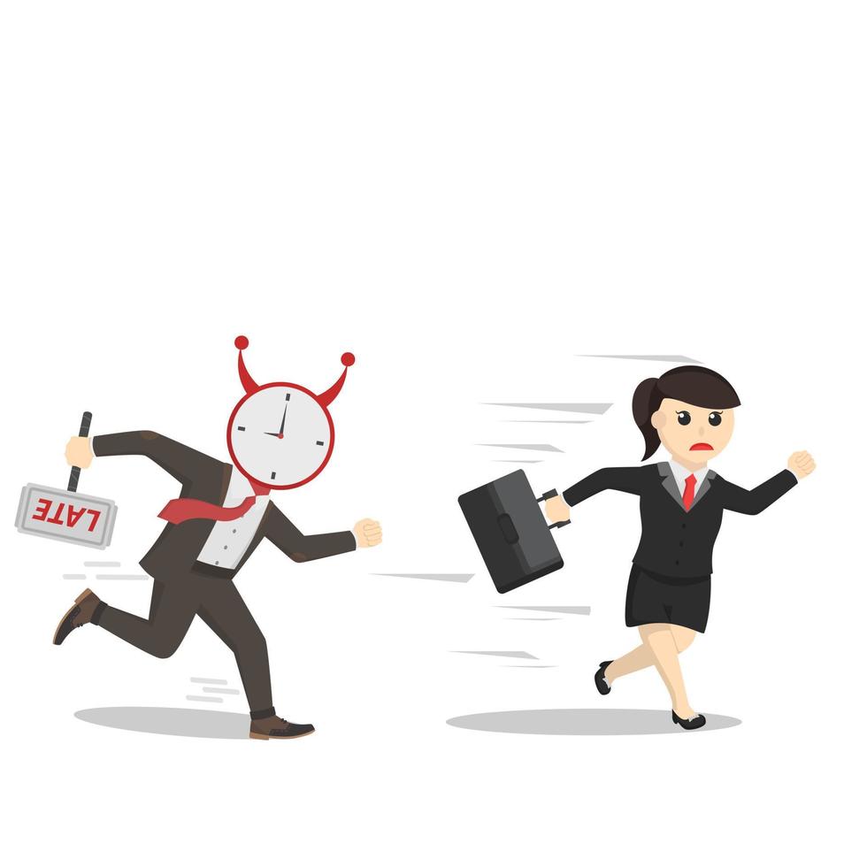 business woman secretary pursuit by time design character on white background vector