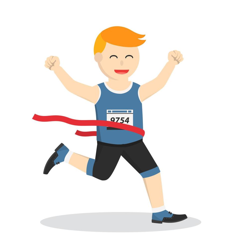 marathon runner crossing finish line design character on white background vector