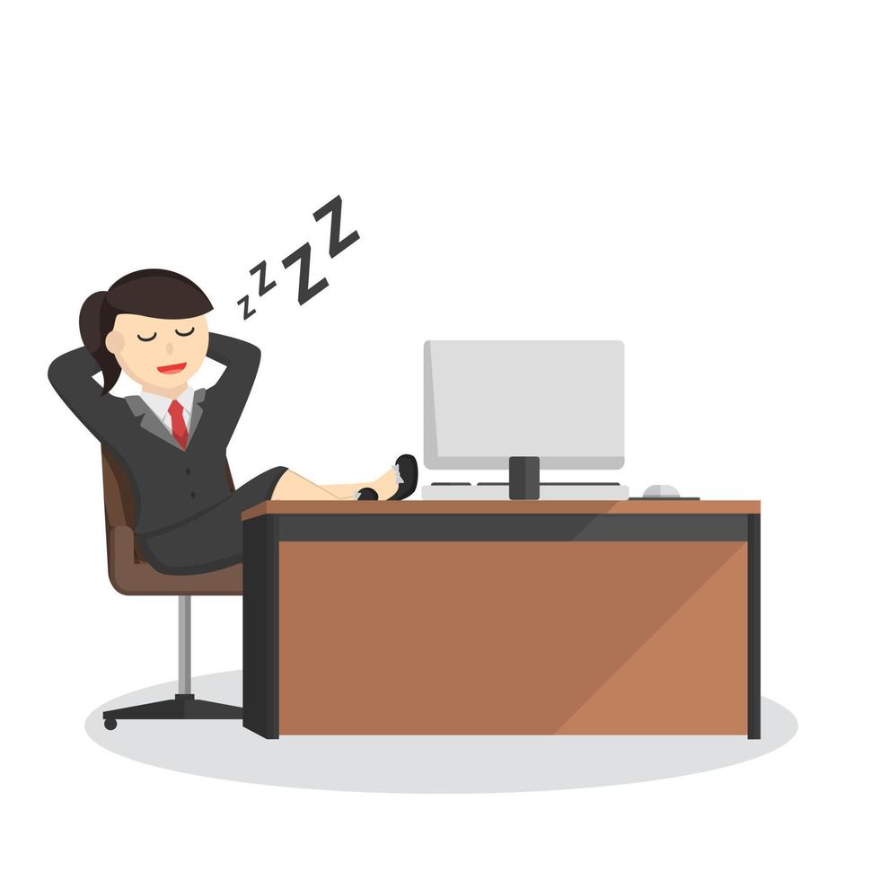 business woman sleeping at work design vector