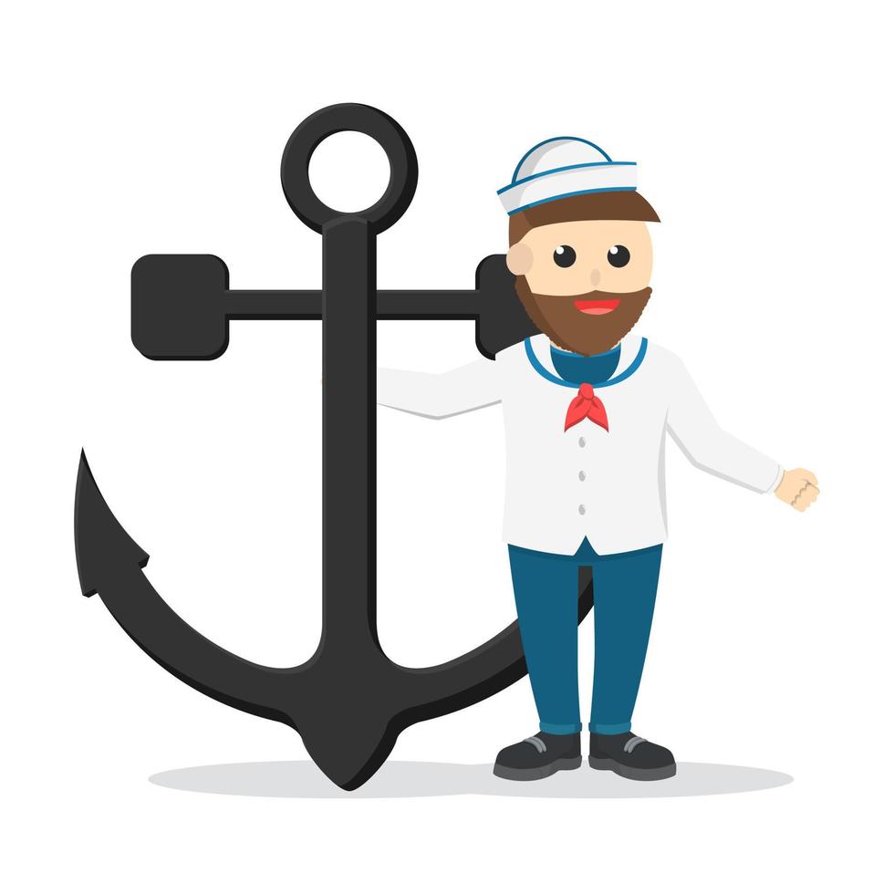 sailor holding anchor design character on white background vector