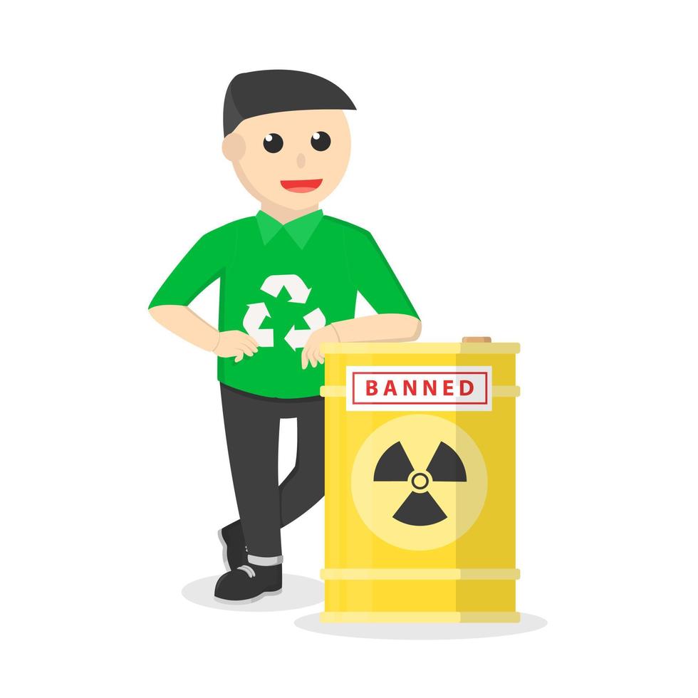 man enviromental activist banned toxic waste design character on white background vector