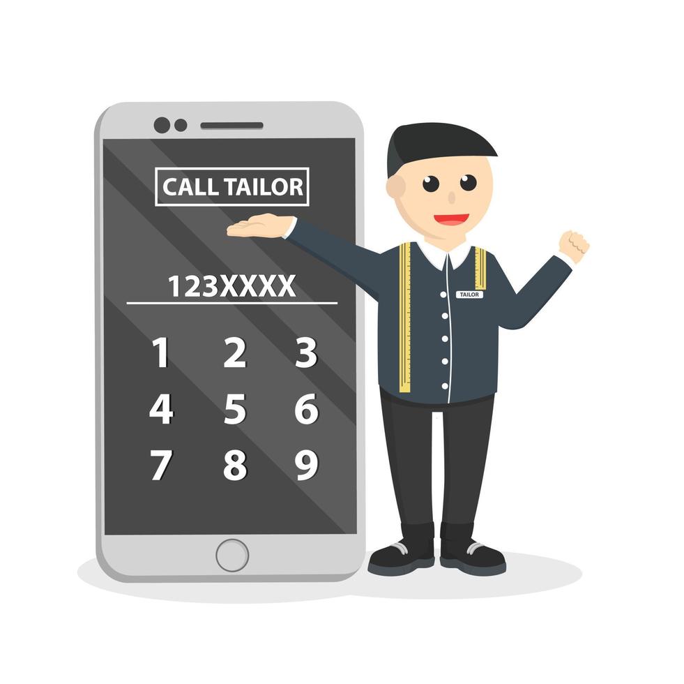 tailor mobile number for online ordering design character on white background vector