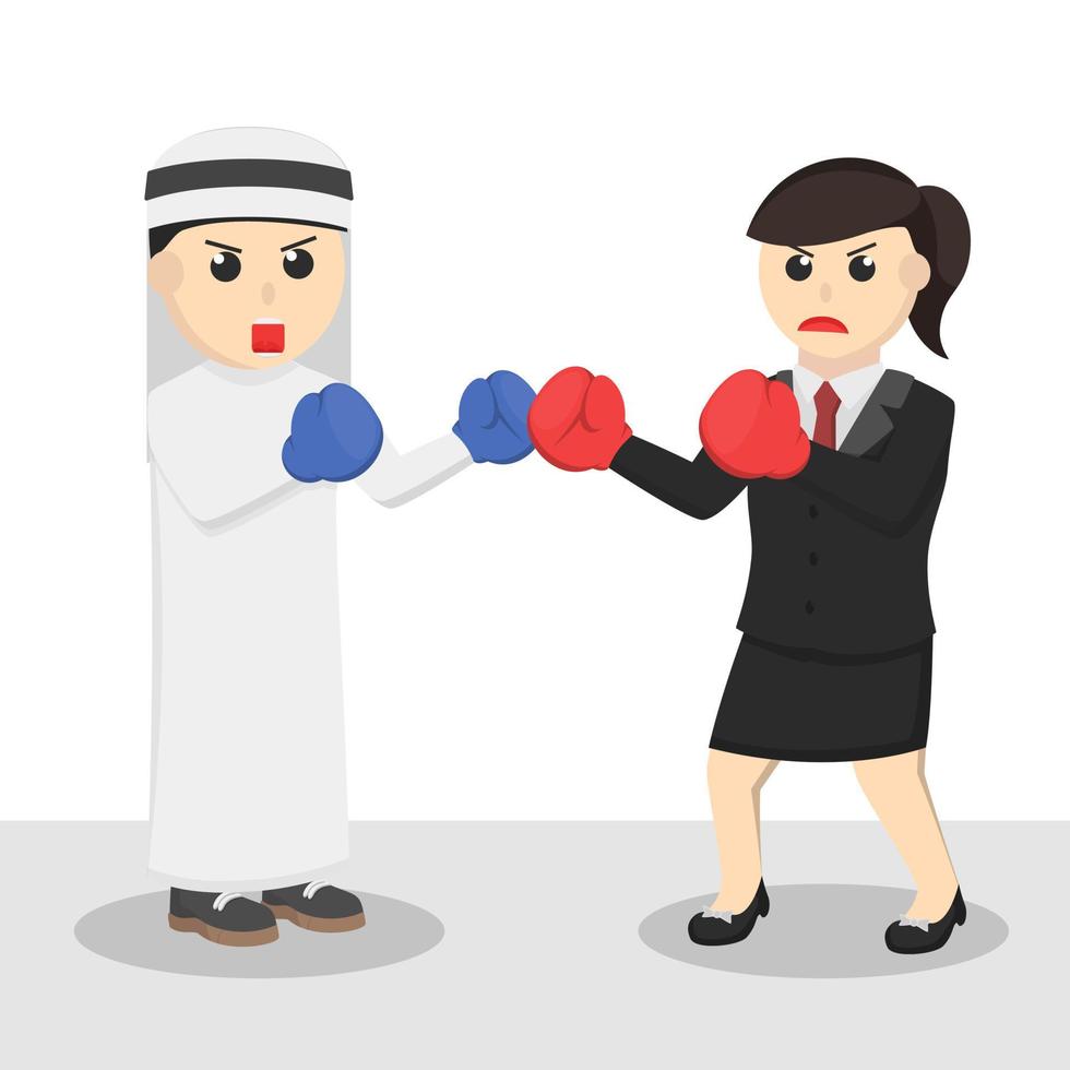 business woman secretary compotition boxing design character on white background vector