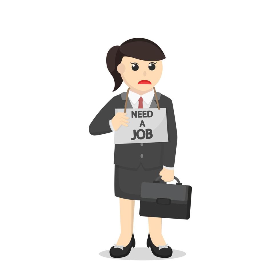 business woman need a job design character on white background vector