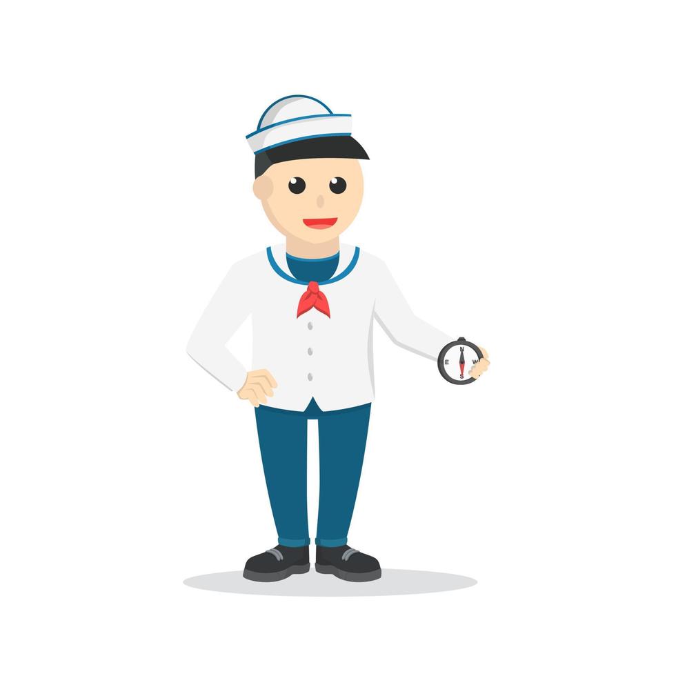 sailor holding compass design character on white background vector