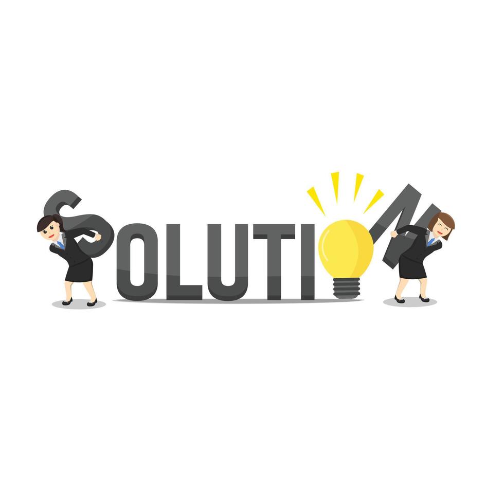 business woman solution design character on white background vector