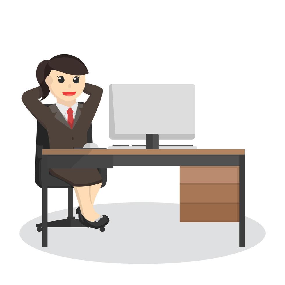 business woman feel enjoy in work design character on white background vector