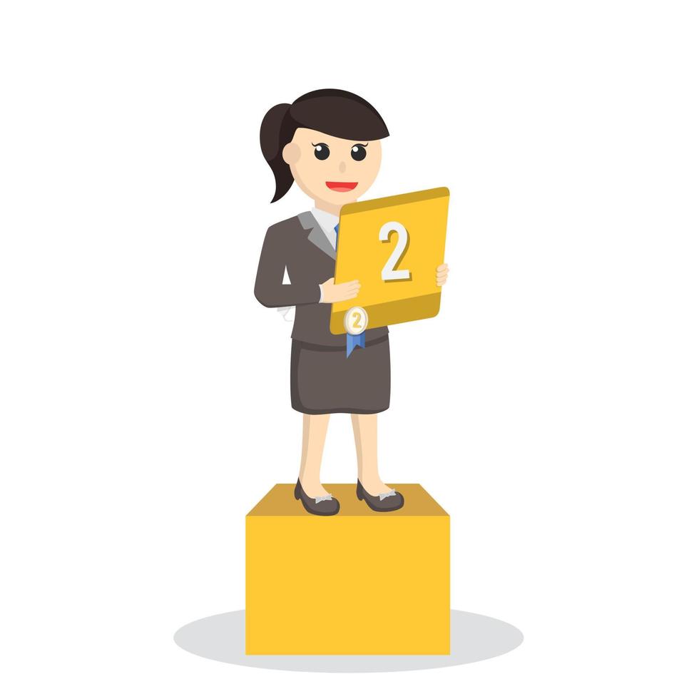 business woman secretary 2nd runner up in podium design character on white background vector