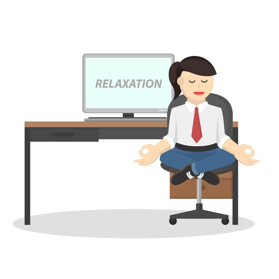 business woman secretary relaxation in the office design character on white background vector