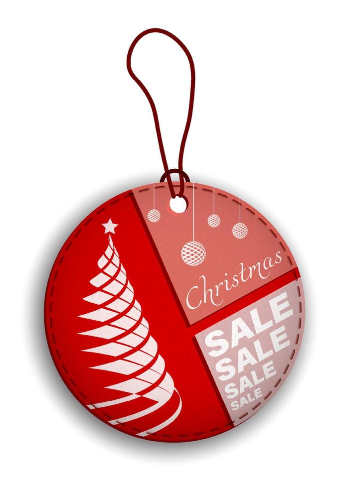 Christmas red label, discount tag. Sales and promotions in stores. Black Friday. Vector