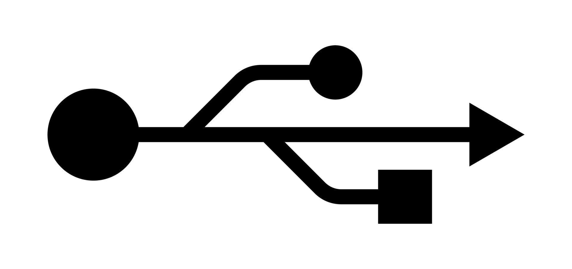 USB icon, standard for connecting information carriers. Storage of information on removable media. Vector
