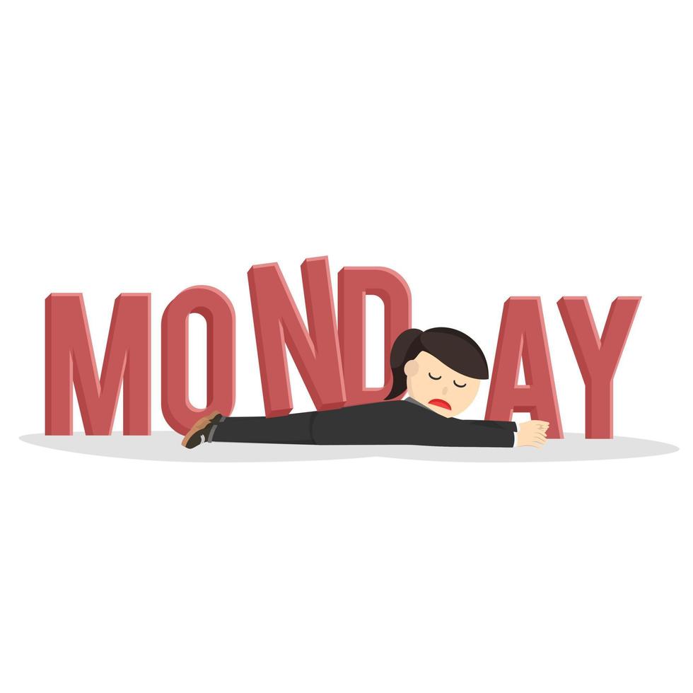 business woman monday character on white background vector