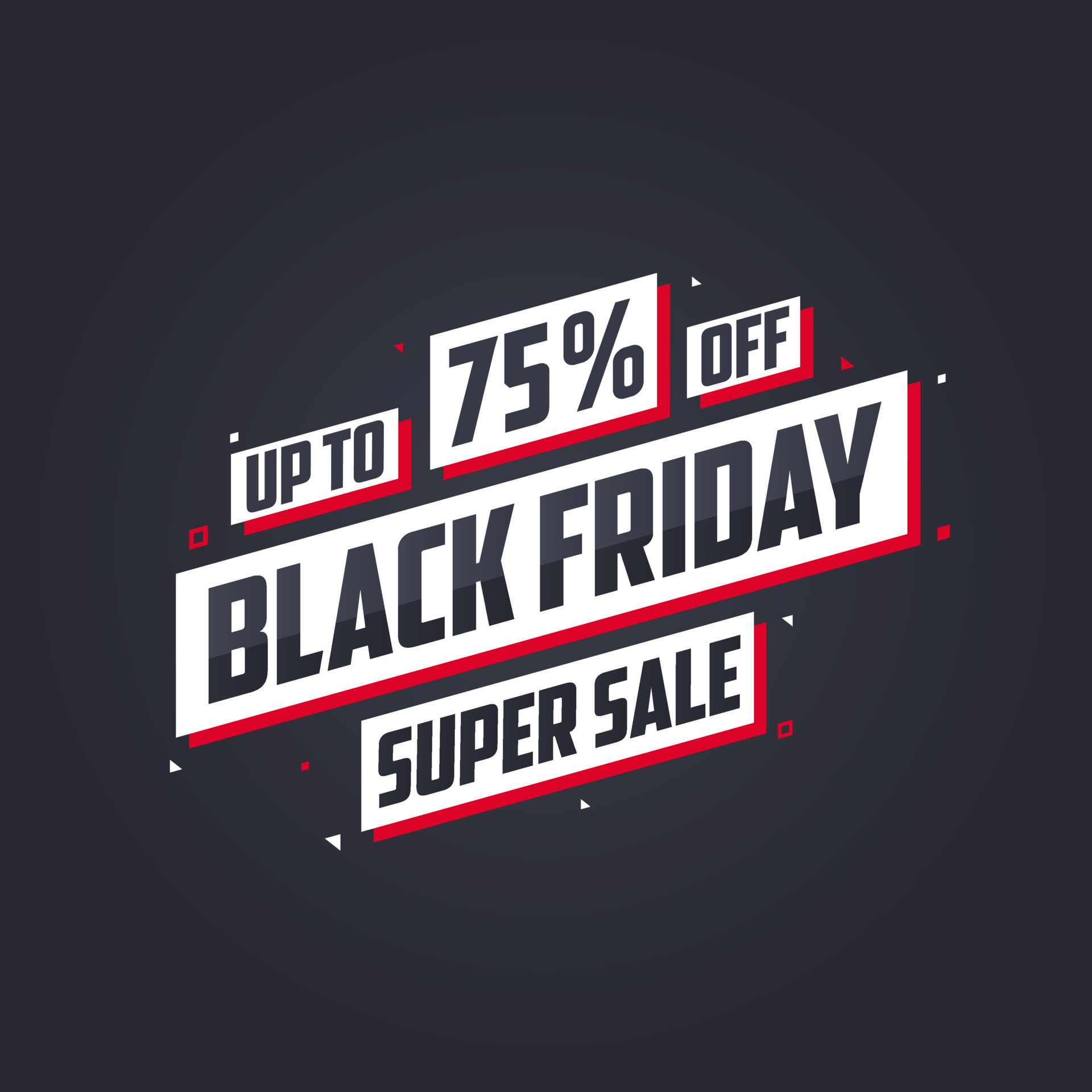 Banner di vendita del Black Friday con il 75% di sconto per il modello di