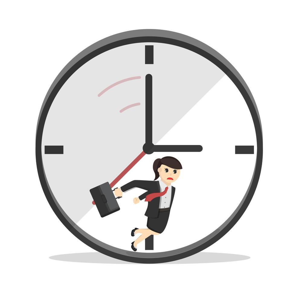 business woman stuck in the time design character on white background vector