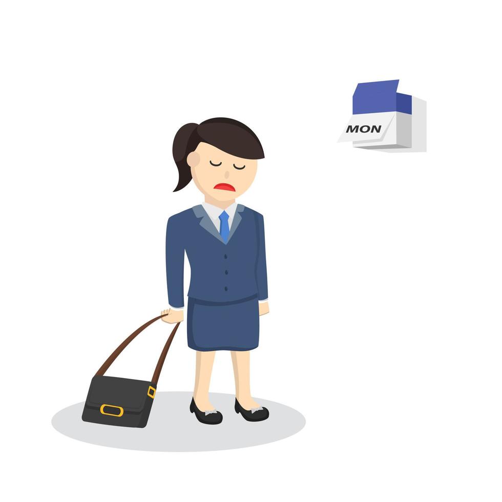 business woman secretary lazy for monday design character on white background vector