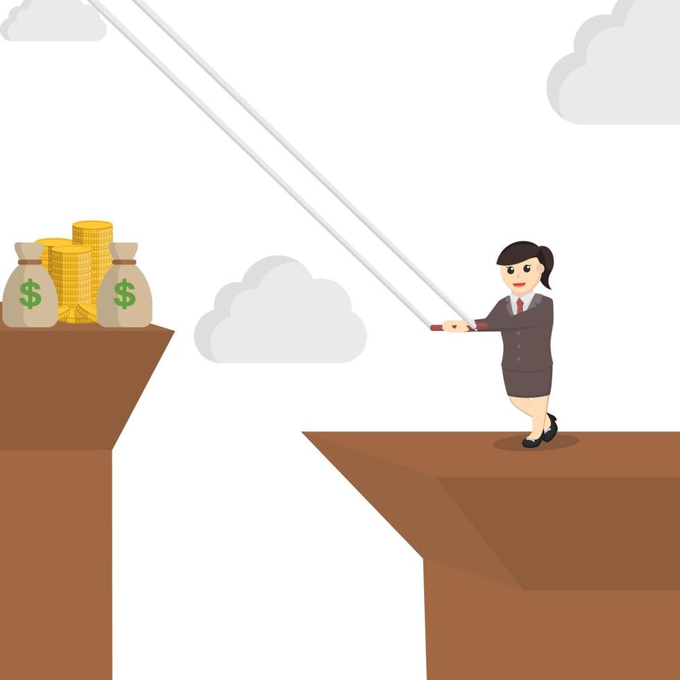 business woman secretary swing to profit design character on white background vector