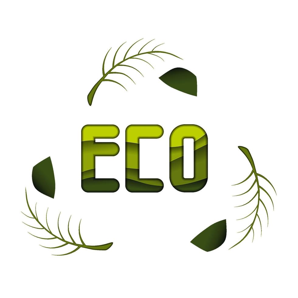 Recycle text on paper cut style. Ecological lifestyle. Save our planet. vector