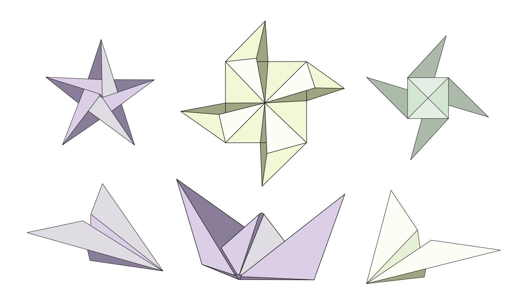 establecer ilustración de icono de color de vector de origami