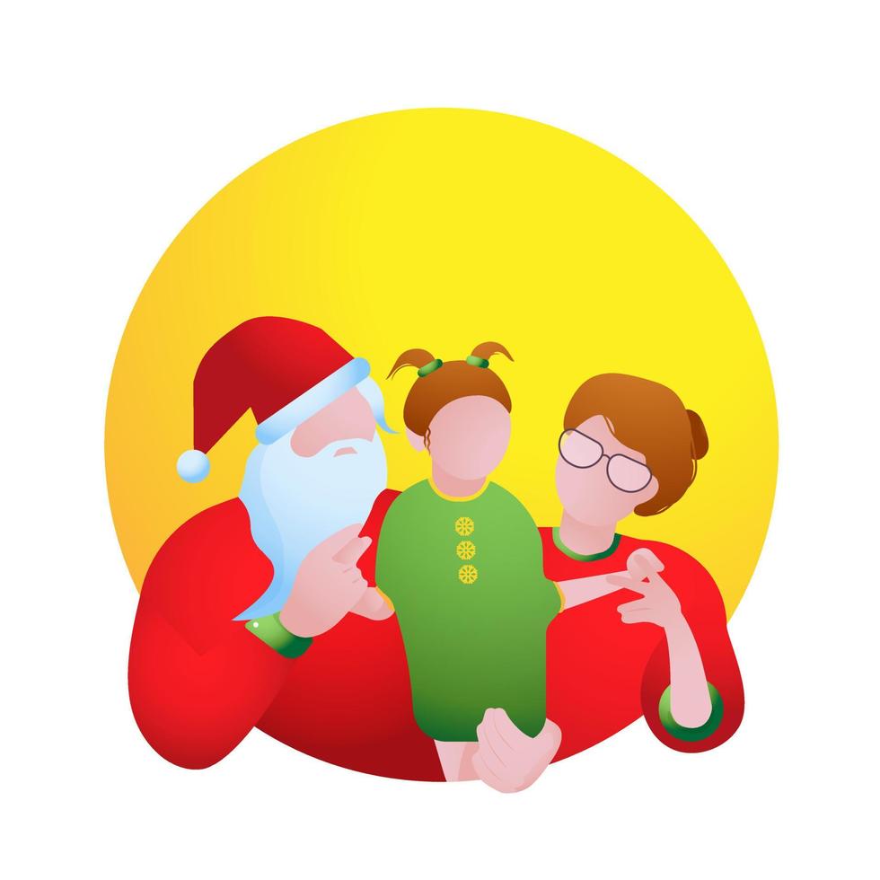 feliz navidad y año nuevo. familia de vacaciones. postal con foto de familia navideña. ilustración vectorial vector