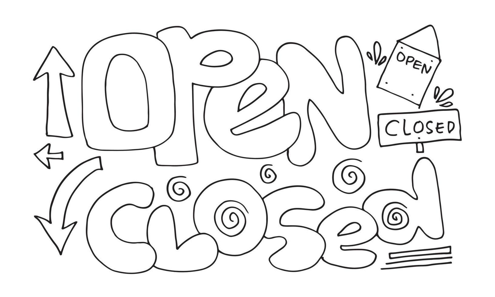 signo abierto cerrado. para uso en cafés, edificios, tiendas y otros vector