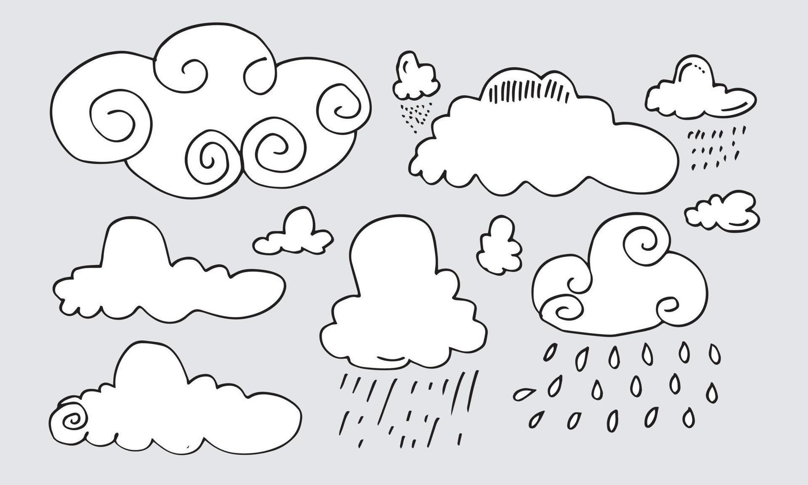 Hand drawn weather collection. Flat style vector illustration on gray background.