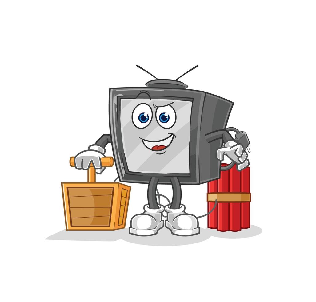 vintage tv cartoon character vector