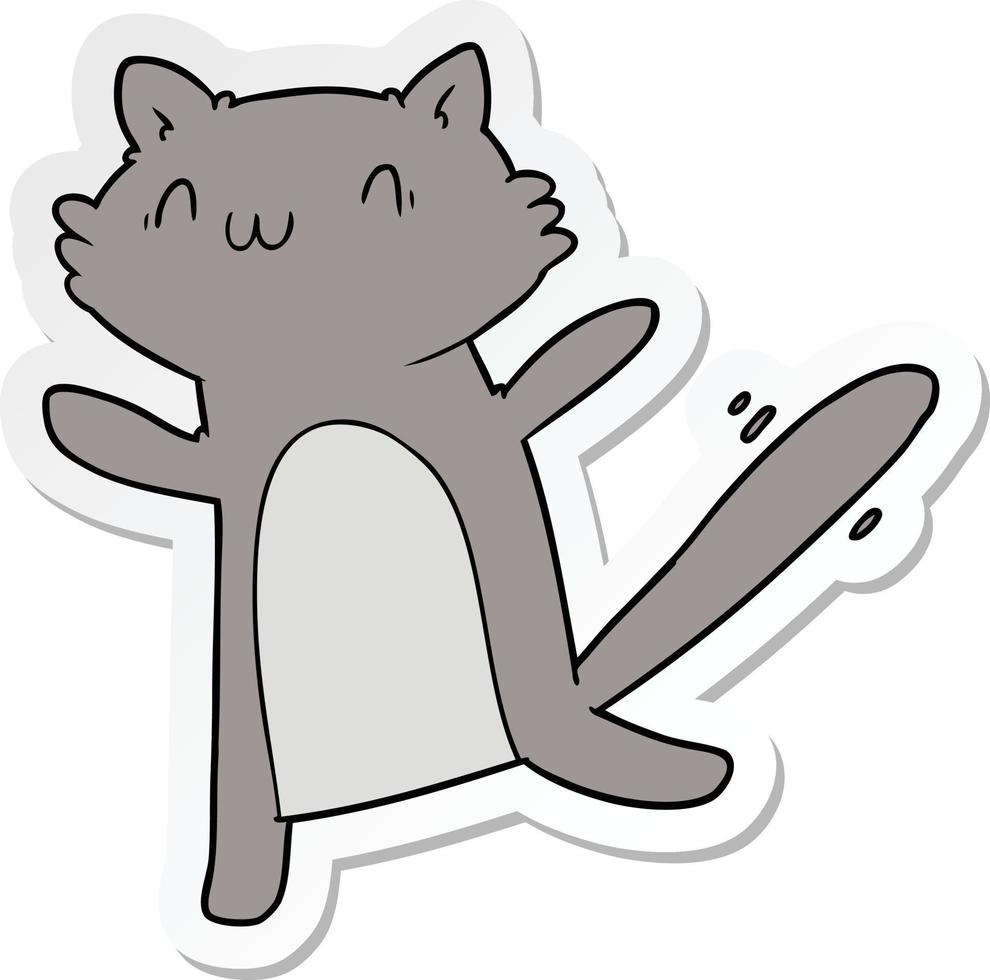 sticker of a cartoon dancing cat vector