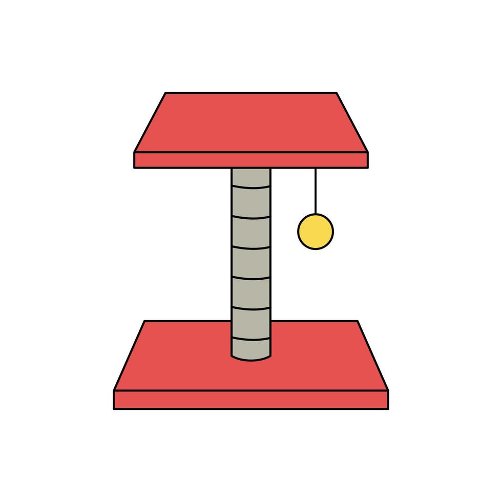 Vector illustration of cat scratching post on white background.