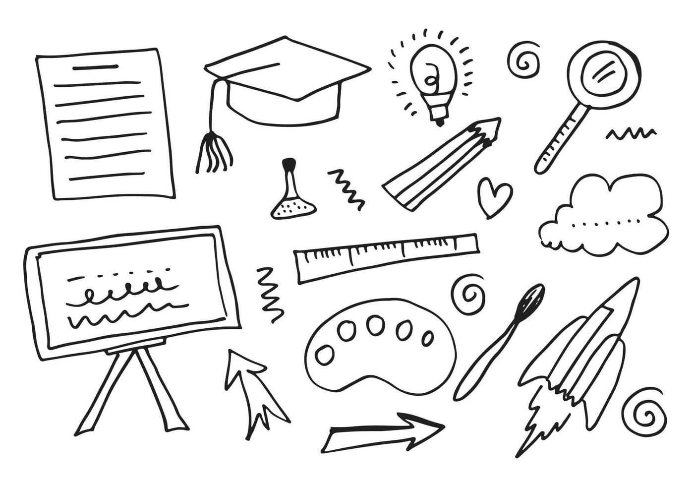 School Supplies And Education Design Elements Isolated On White Background  Hand Drawn Sketch Vector Illustration Stock Illustration - Download Image  Now - iStock