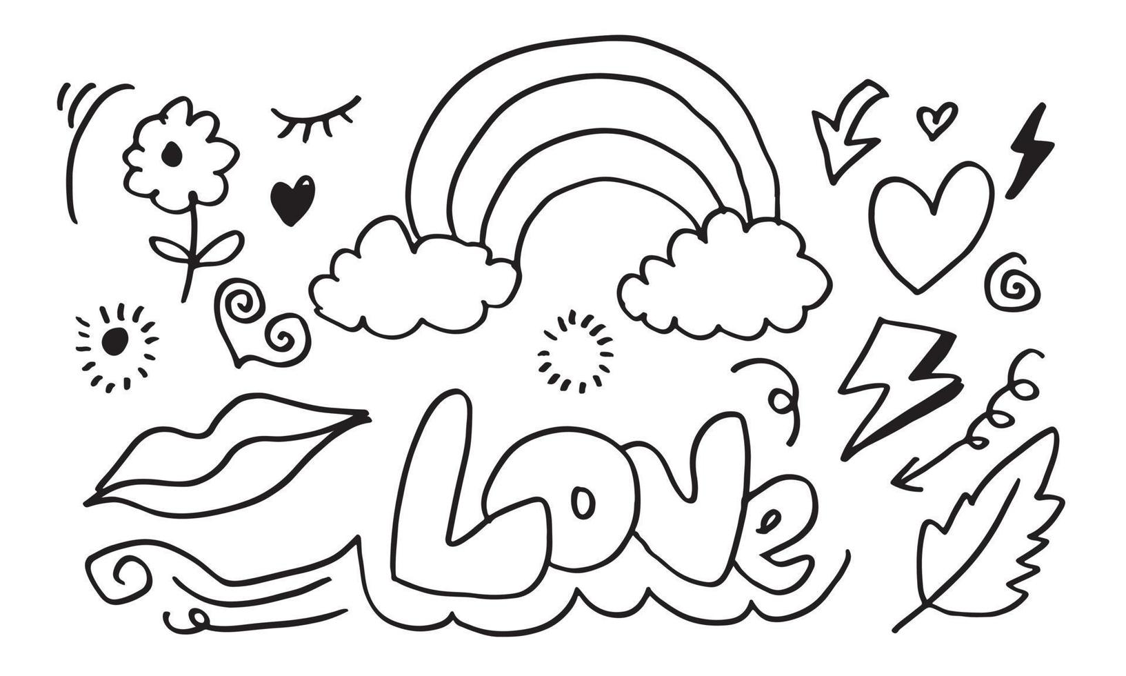 hand-drawn doodle set on white background. vector