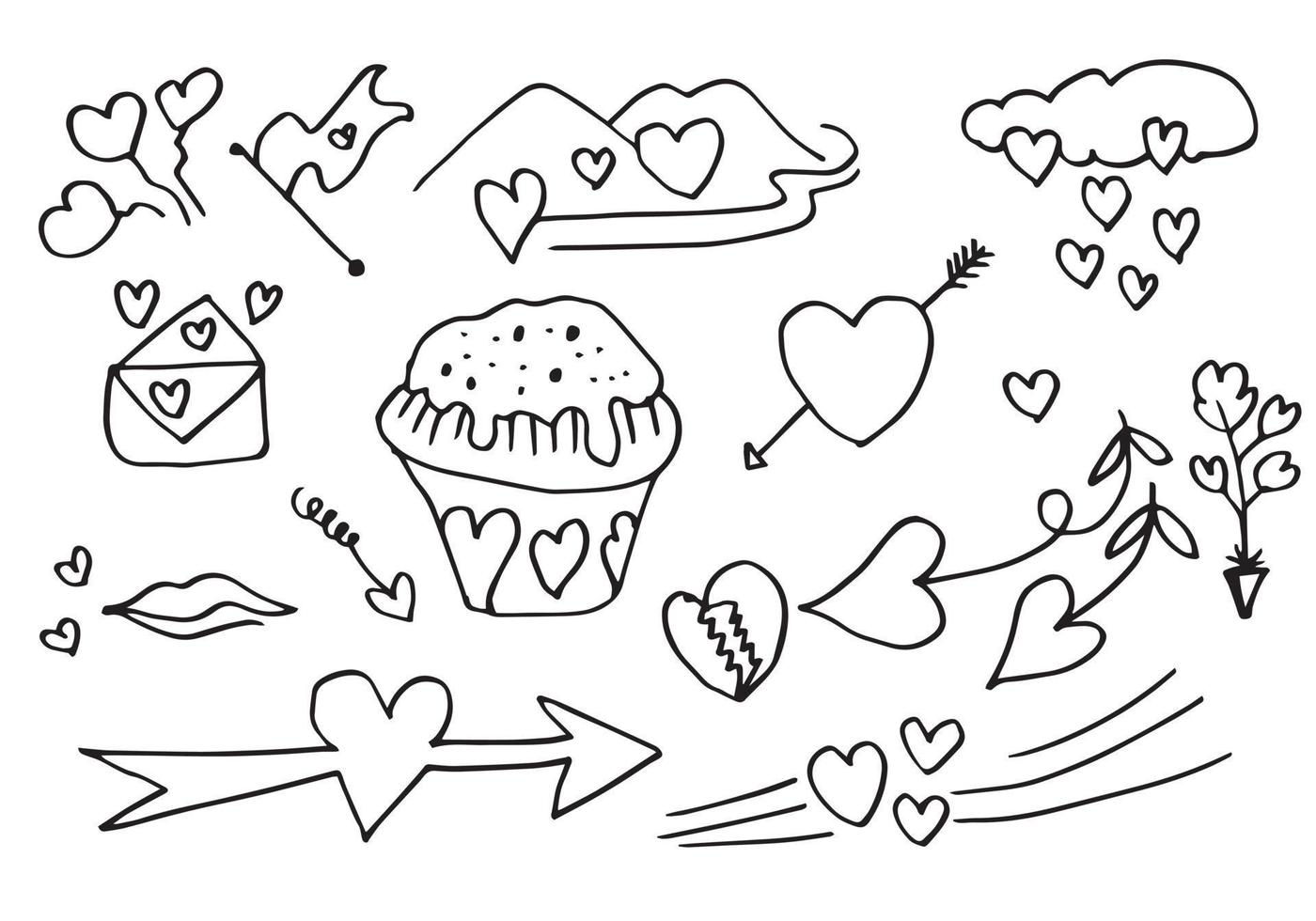 Set of love. Hand drawing. Doodle style. for your design. vector
