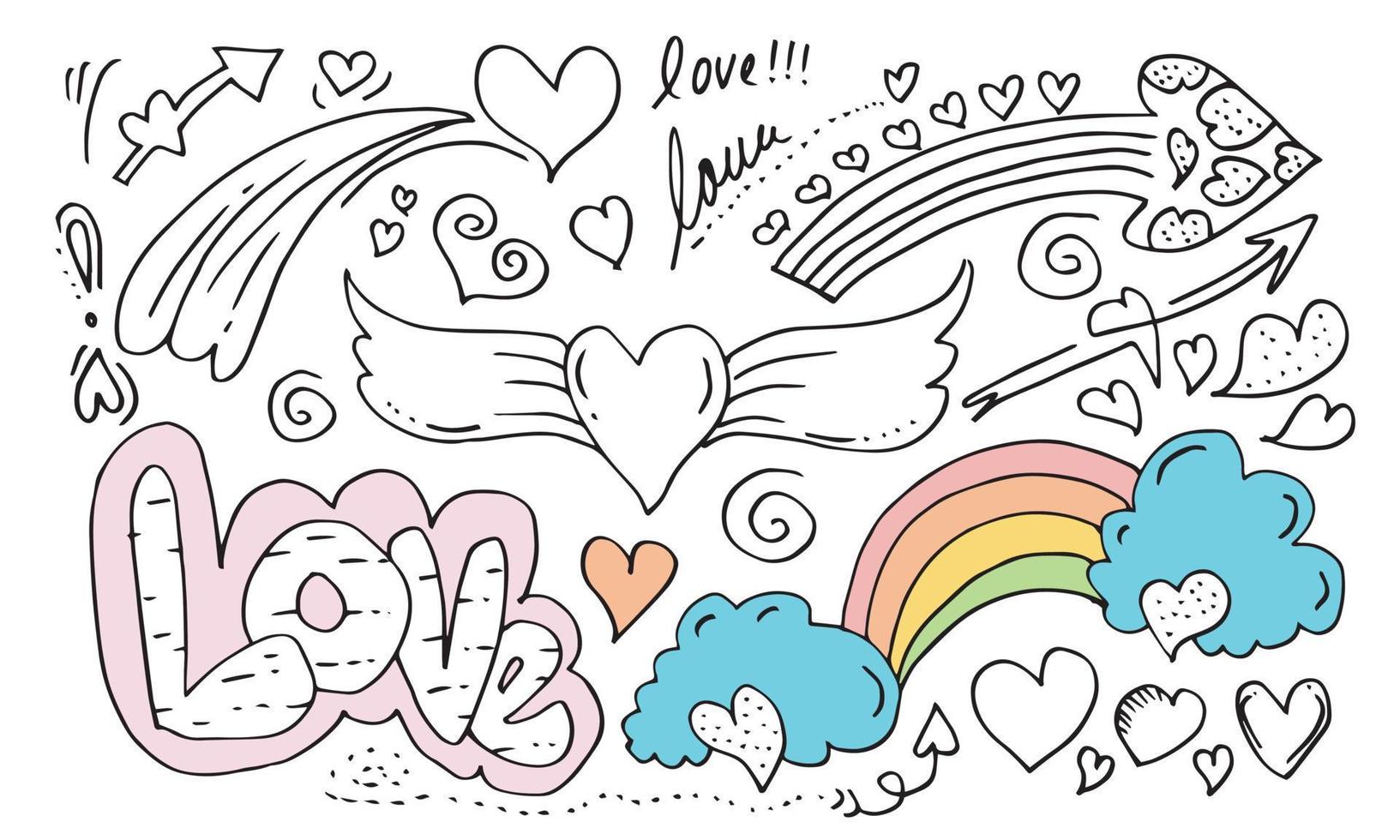 Set of love. Hand drawing. Doodle style. for your design. vector