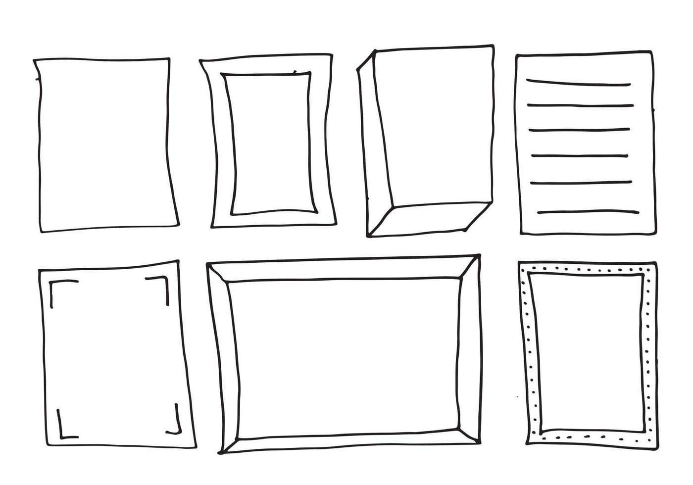 collection of hand drawn doodle frames on a white background for the web, banners and design elements vector