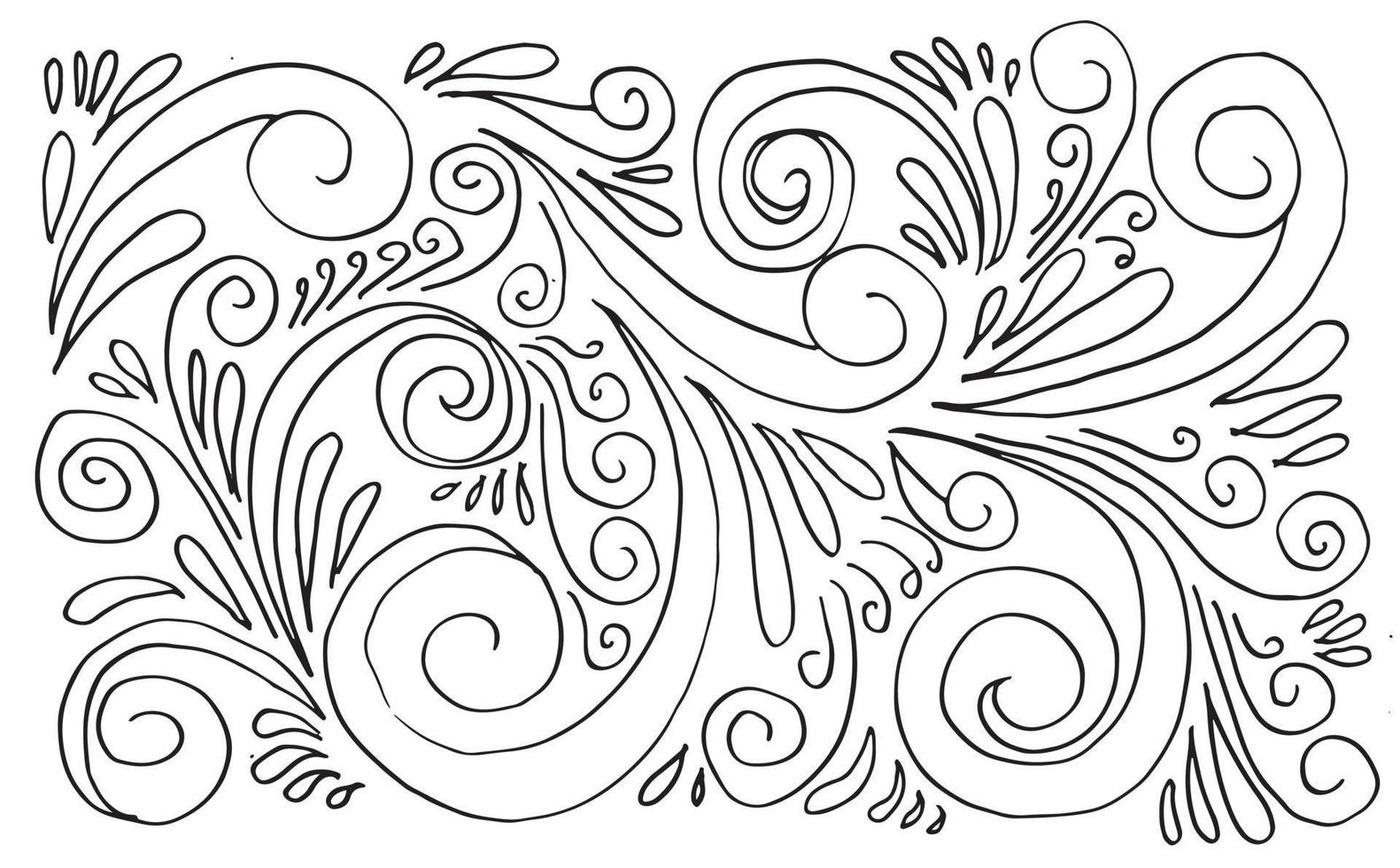 Hand drawn vector sketchy Doodle cartoon set of curls and swirls decorative elements for concept design