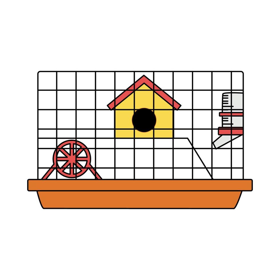 Vector illustration of hamster cage on white background.