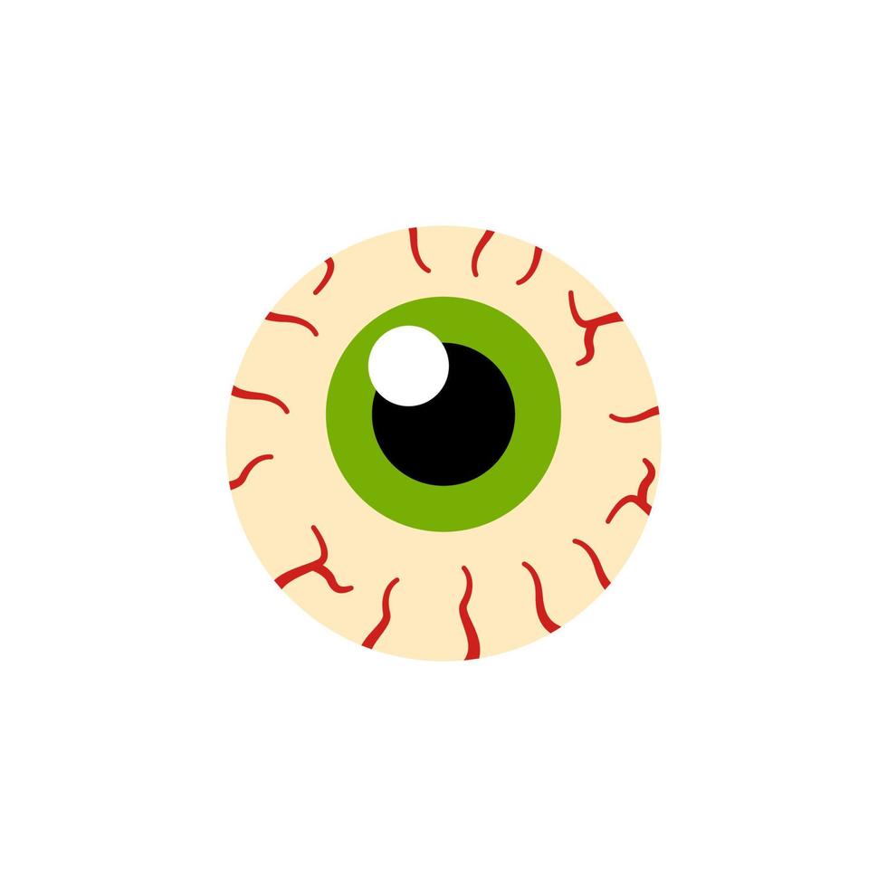 ilustración vectorial del ojo verde de dibujos animados sobre fondo blanco. vector