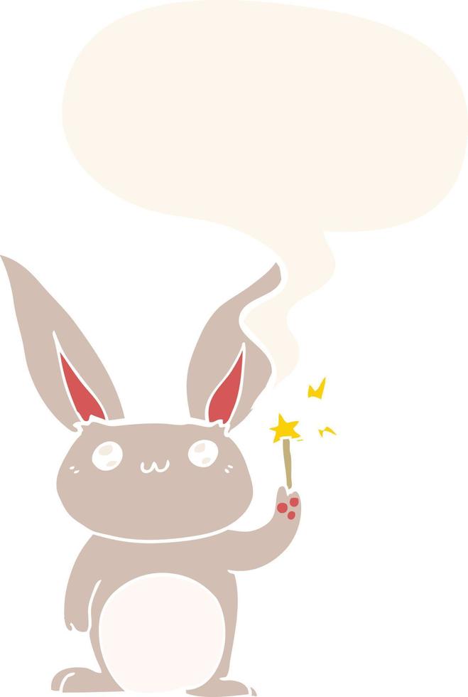 cute cartoon rabbit and speech bubble in retro style vector