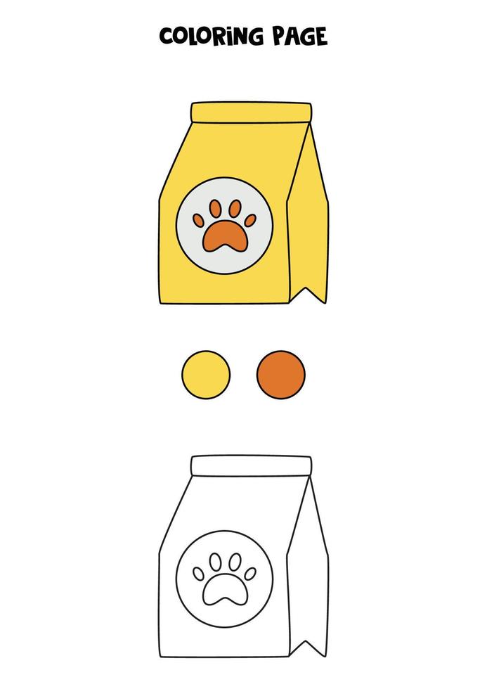 Color cartoon dog food. Worksheet for kids. vector
