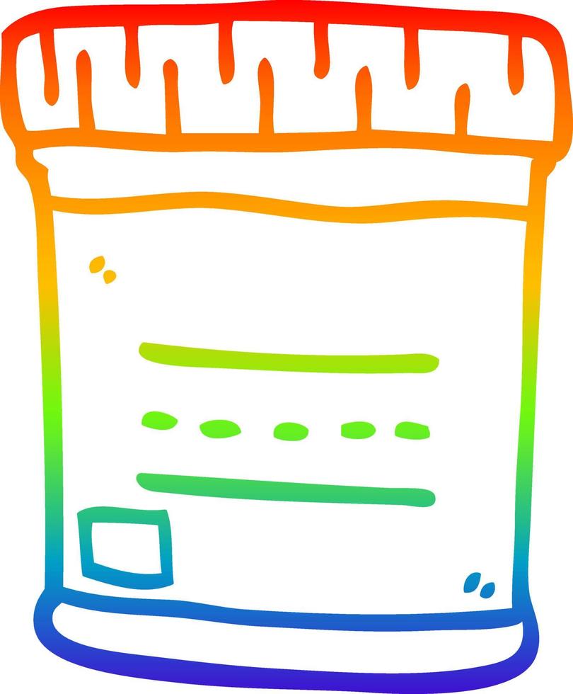 rainbow gradient line drawing cartoon medical sample jar vector