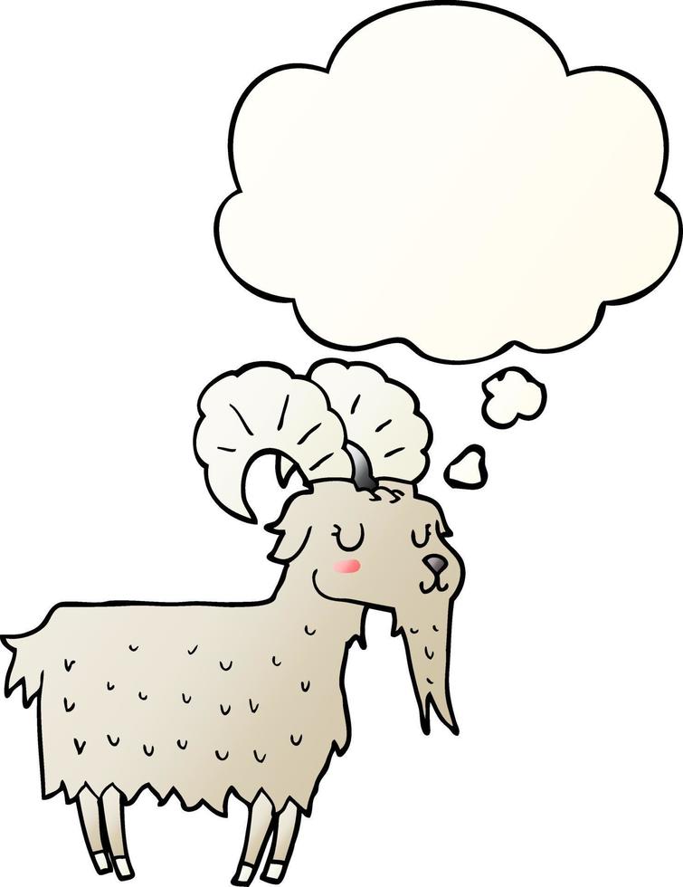 cartoon goat and thought bubble in smooth gradient style vector