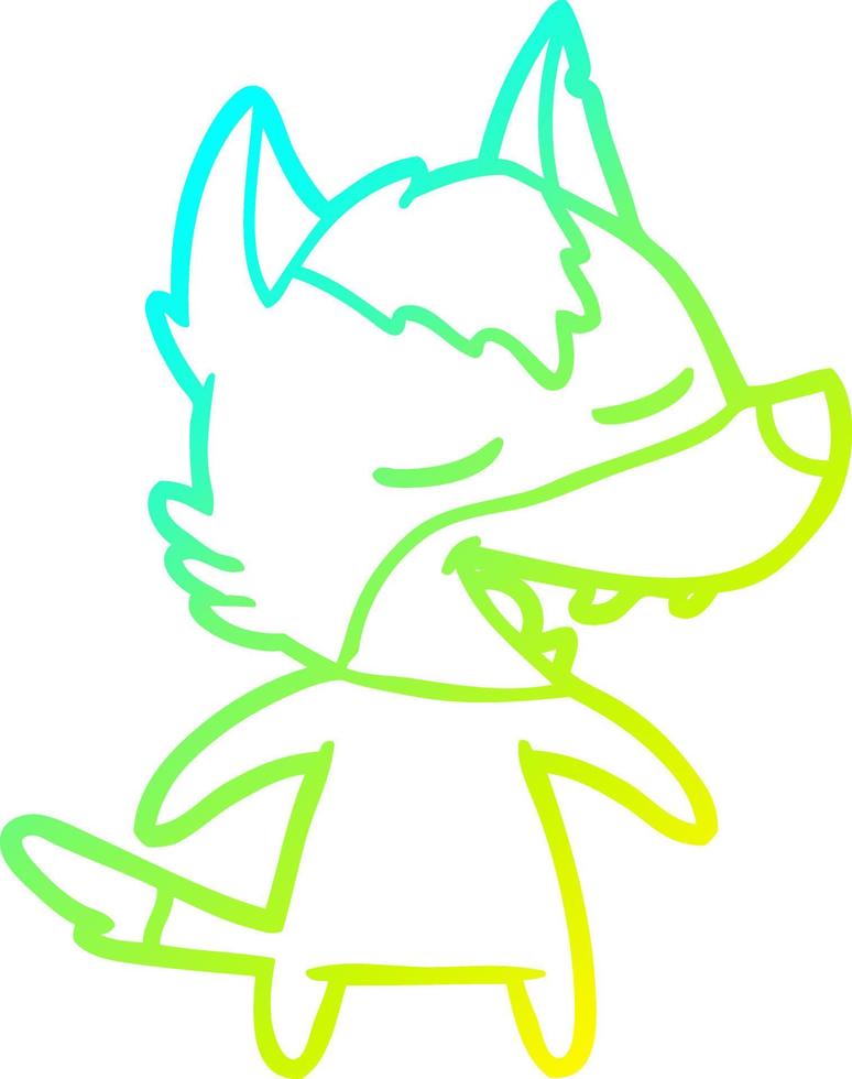 cold gradient line drawing cartoon wolf laughing vector